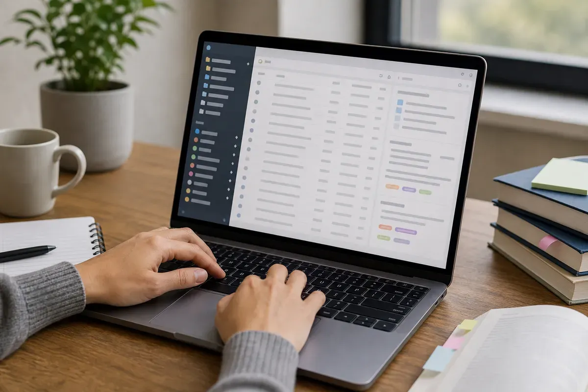 A neatly organised reference manager library shown on a screen with grouped folders and tags